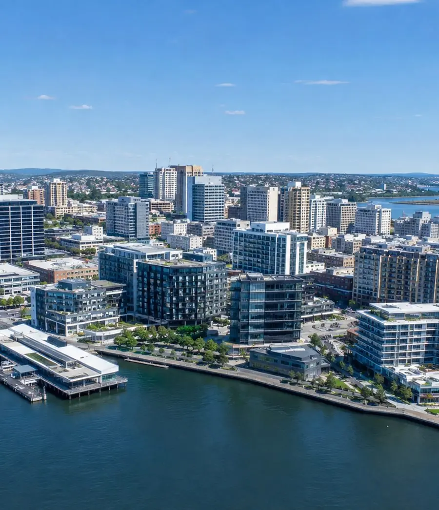 Newcastle harbourfront city skyline